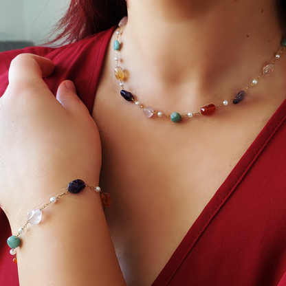 Inner Connection - Chakra Necklace and Bracelet with a mix of Gemstones