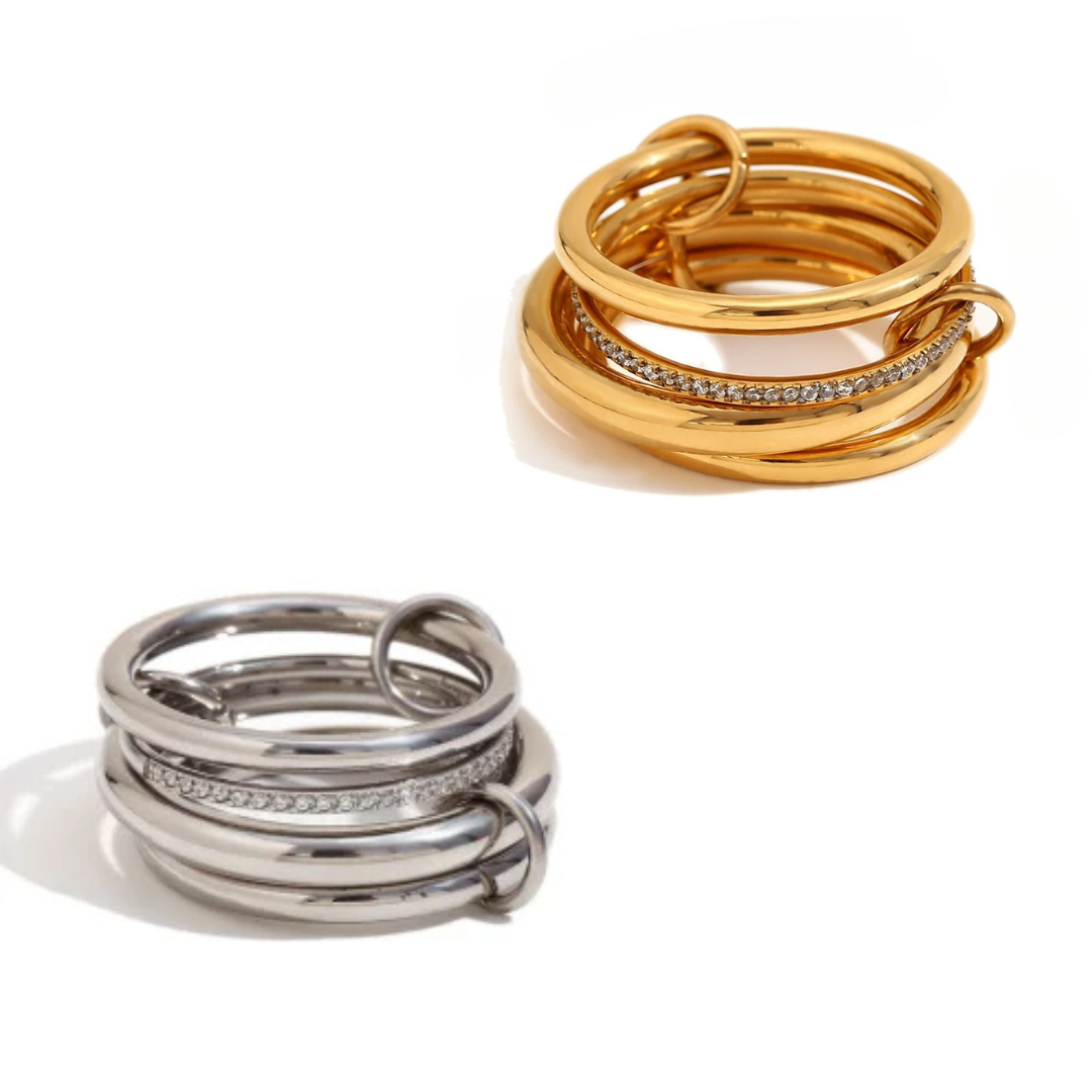 Loop the Loop Rings with Crystals Gold / Silver – The Half Moon