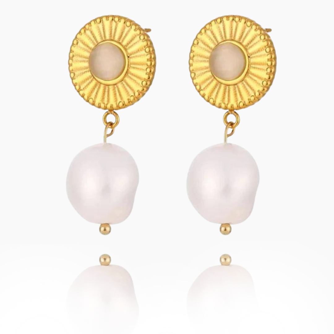 Mind Nourisher - Pearl Dangle Earrings with 18k Stainless