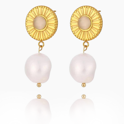 Mind Nourisher - Pearl Dangle Earrings with 18k Stainless