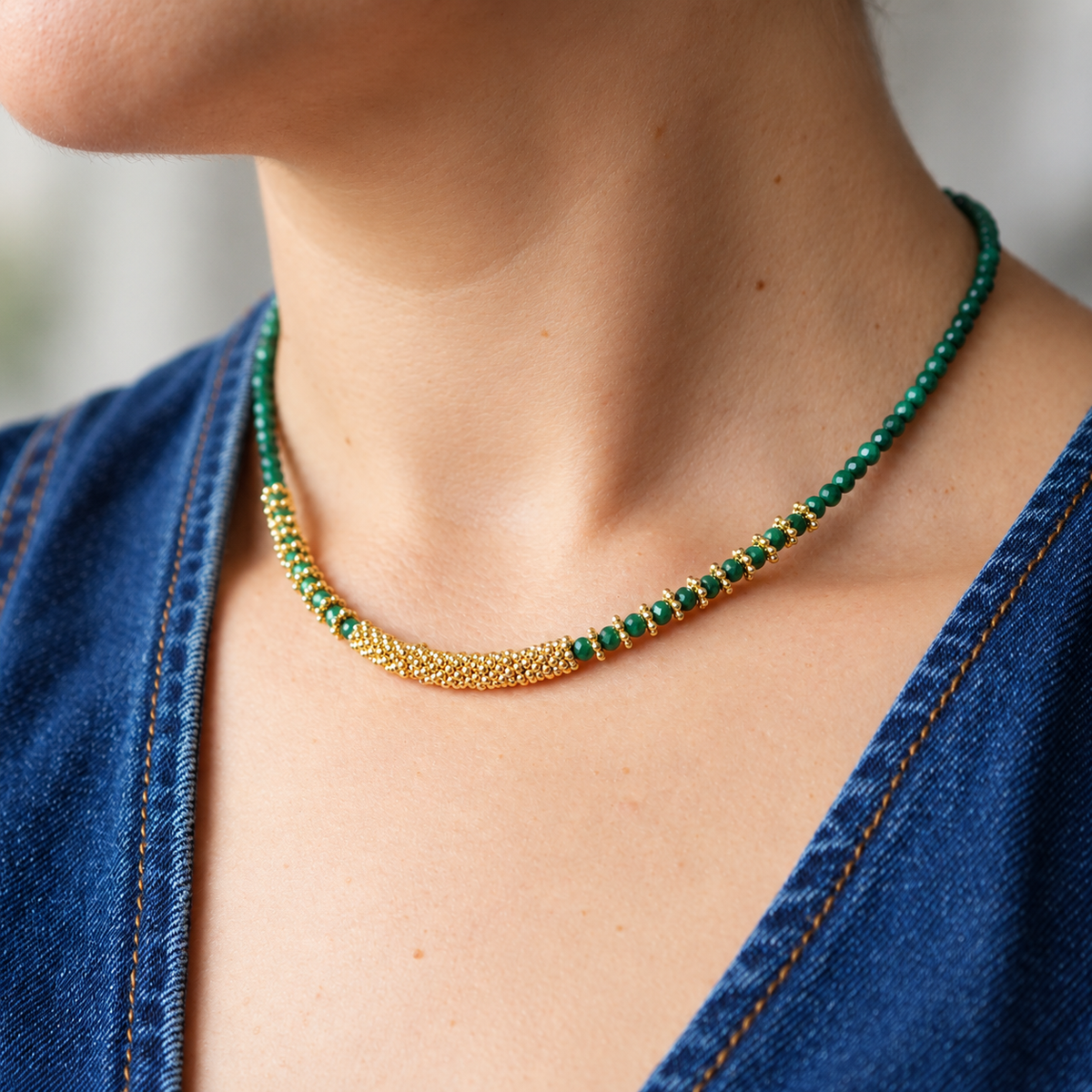 New Beginnings - Faceted Necklace with Green Jasper