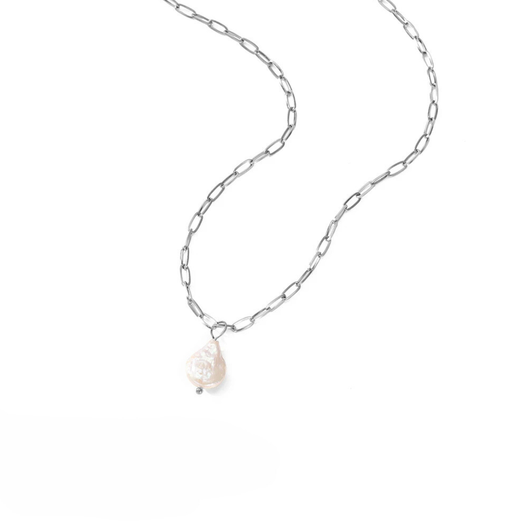 Ocean Treasures - Baroque Pearl Necklace Gold / Silver