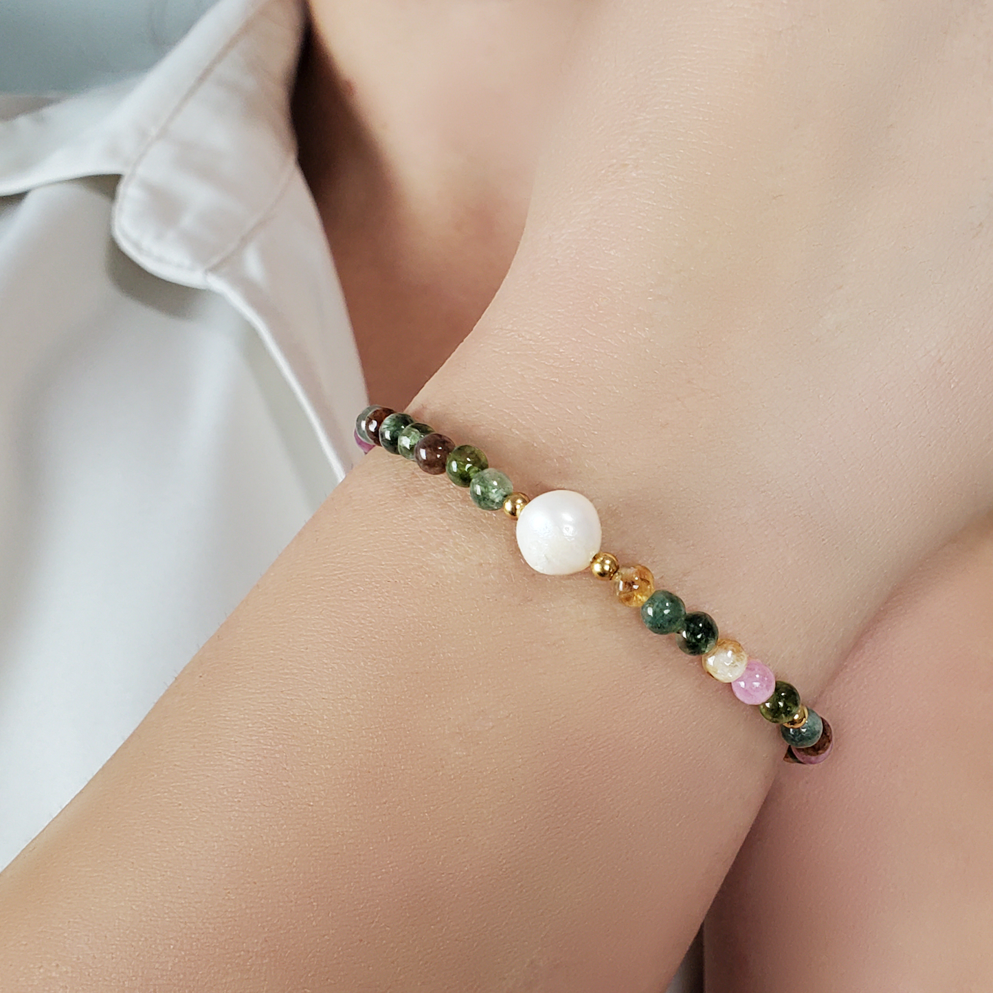 Open Mind - Tourmaline and Pearl Bracelet