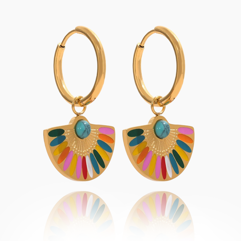 Open and Aligned - Gold Hoop Earrings with Enamel