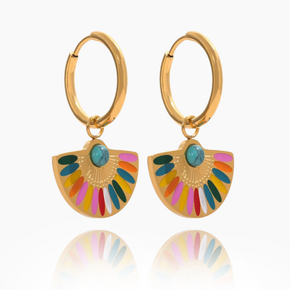 Open and Aligned - Gold Hoop Earrings with Enamel