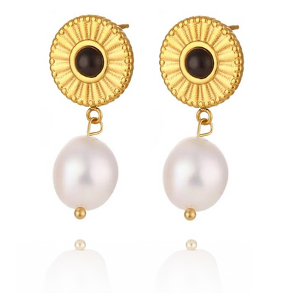 Motivation - Pearl Dangle Earrings with 18k Stainless