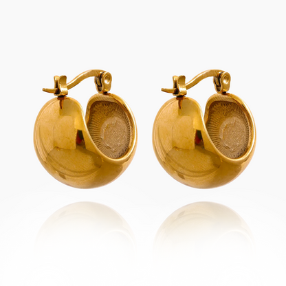 Radiant Orbs: Round Ball Hoop Gold Earrings