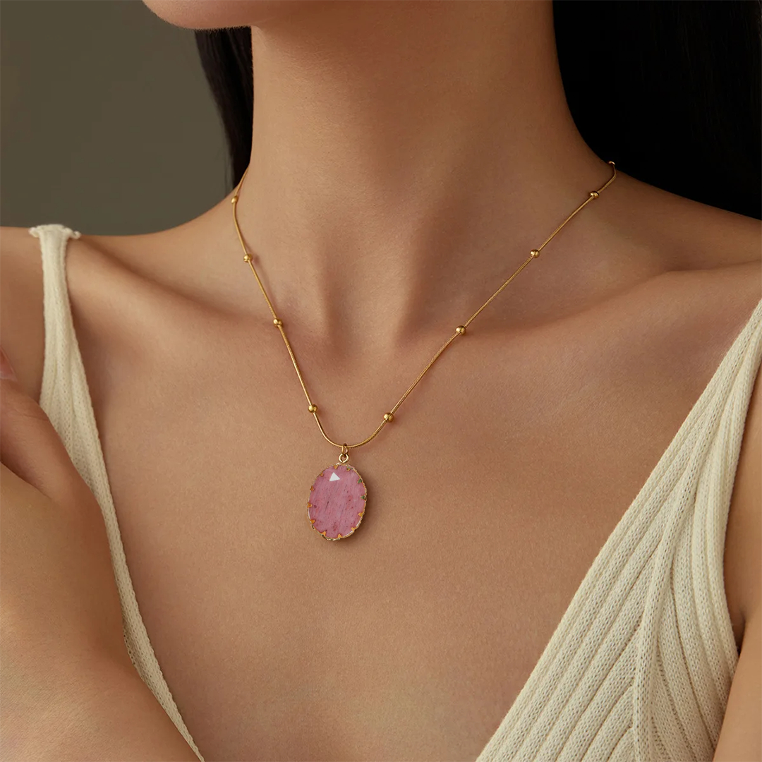 Divine Love: Rhodochrosite Gold Necklace