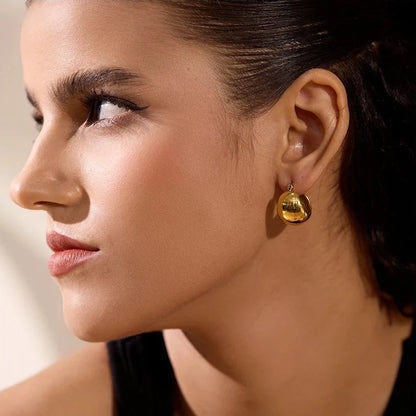 Radiant Orbs: Round Ball Hoop Gold Earrings