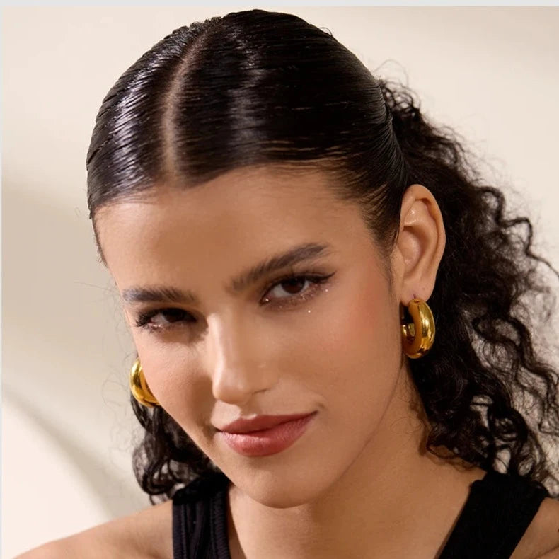 Bold Elegance: Gold Chunky Huggie Earrings