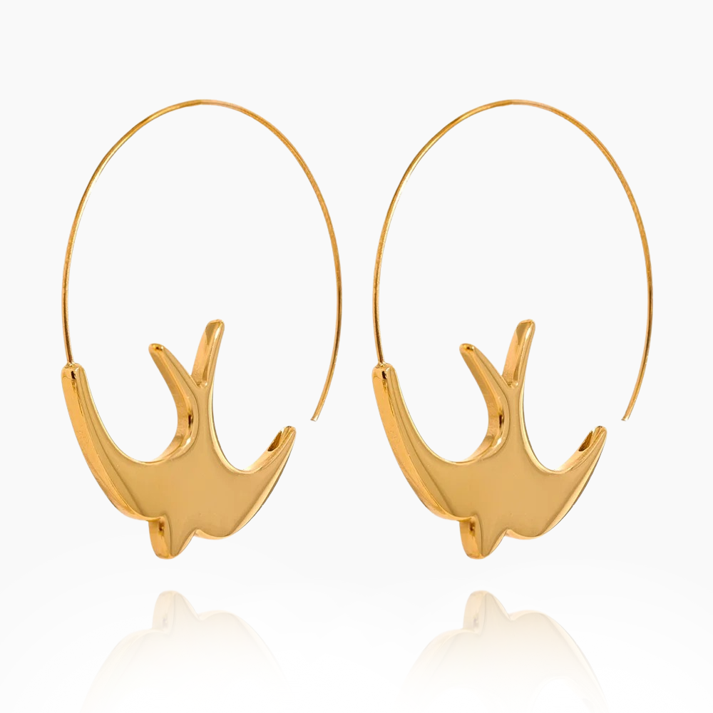 Serenity Wings: Dove Hoop Gold Earrings