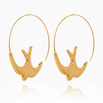 Serenity Wings: Dove Hoop Gold Earrings