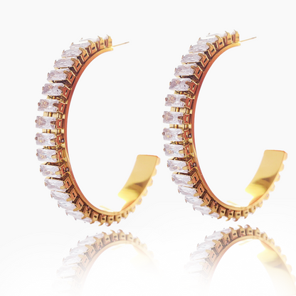 Stellar Sparklers: Cubic CZ Gold Stud Round Earrings