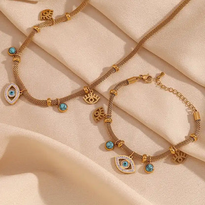 The Guardian - Evil Eye 18k Necklace and Bracelet Set with Turquoise