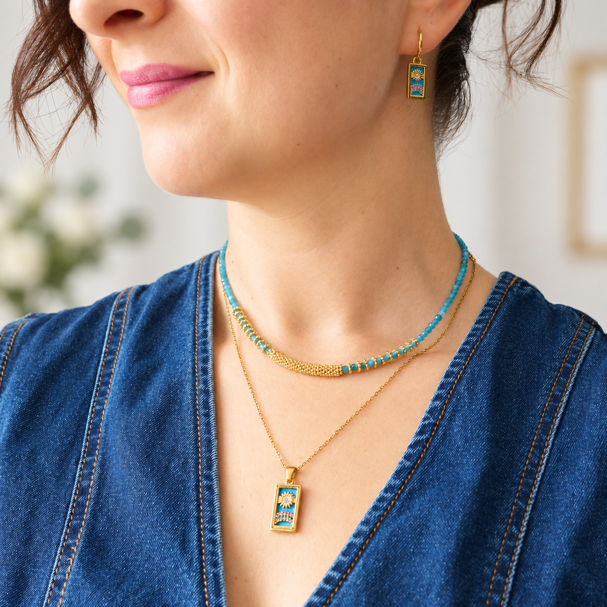 True Voice - Faceted Necklace with Aquamarine