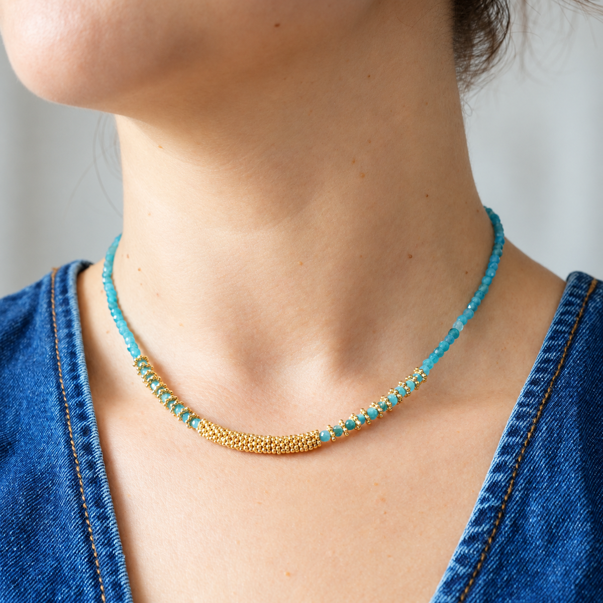 True Voice - Faceted Necklace with Aquamarine