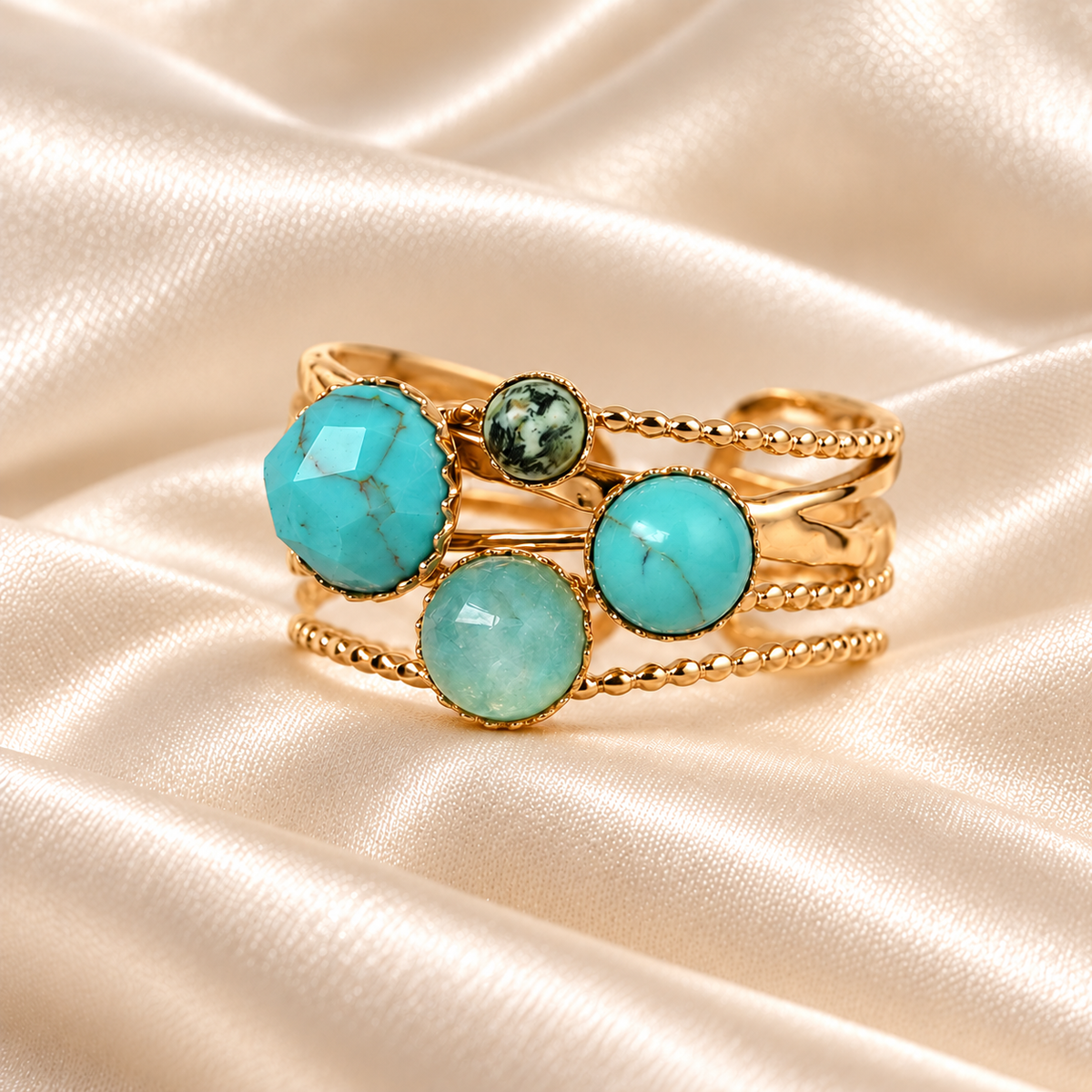 Amara – Amazonite & Turquoise Gemstone Ring