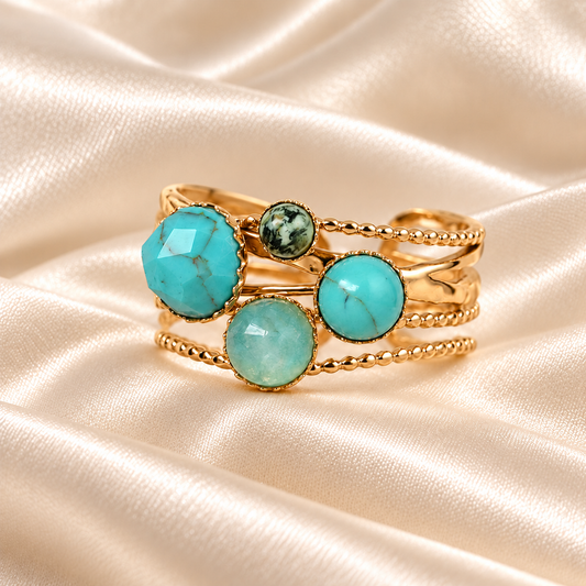 Amara – Amazonite & Turquoise Gemstone Ring