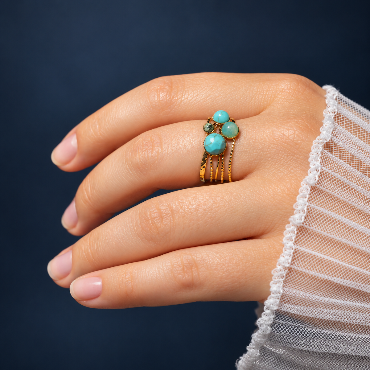 Amara – Amazonite & Turquoise Gemstone Ring