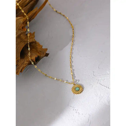 Untamed Spirit - 18k Sun Necklace with Green Agate