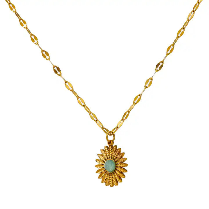 Untamed Spirit - 18k Sun Necklace with Green Agate