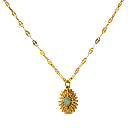 Untamed Spirit - 18k Sun Necklace with Green Agate