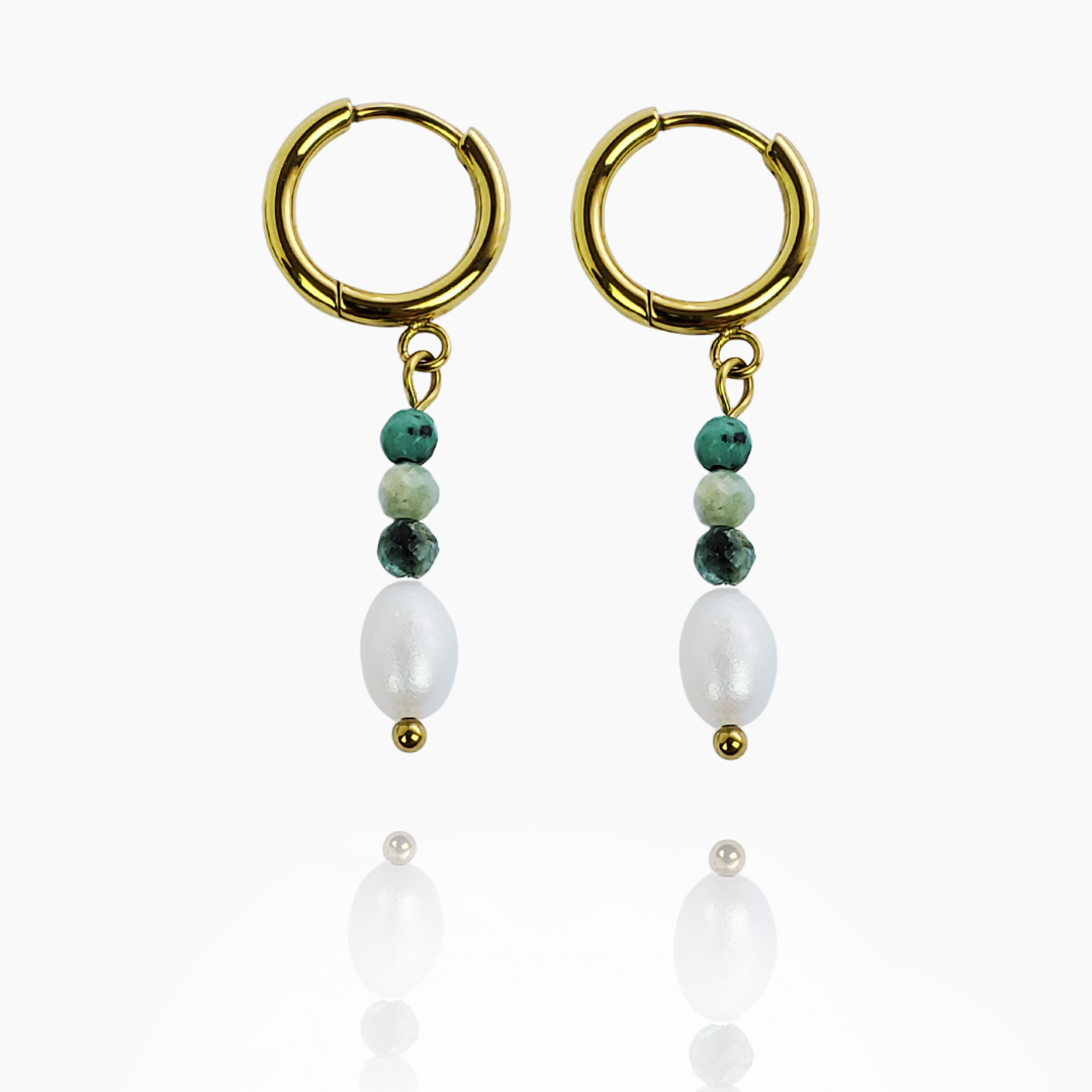 Balance the mind - 18k Drop Earrings with Turquoise and Pearl