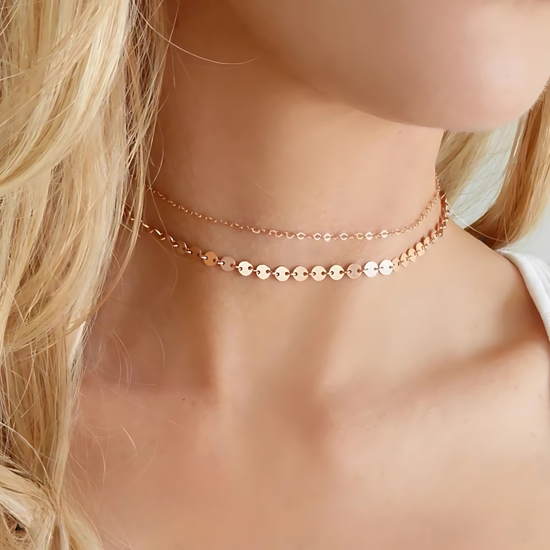 Dainty 2 Set Choker Bundle Gold Silver