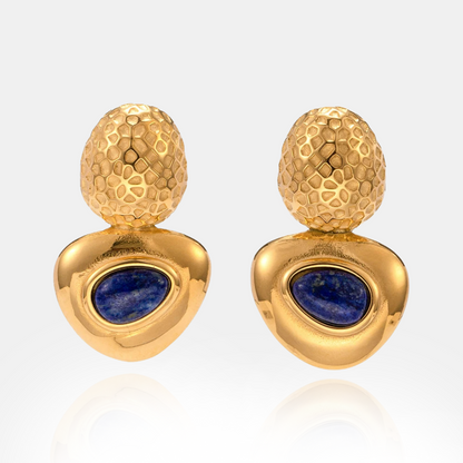 Wisdom and Focus - Gold Stud Earrings with Lapis Lazuli