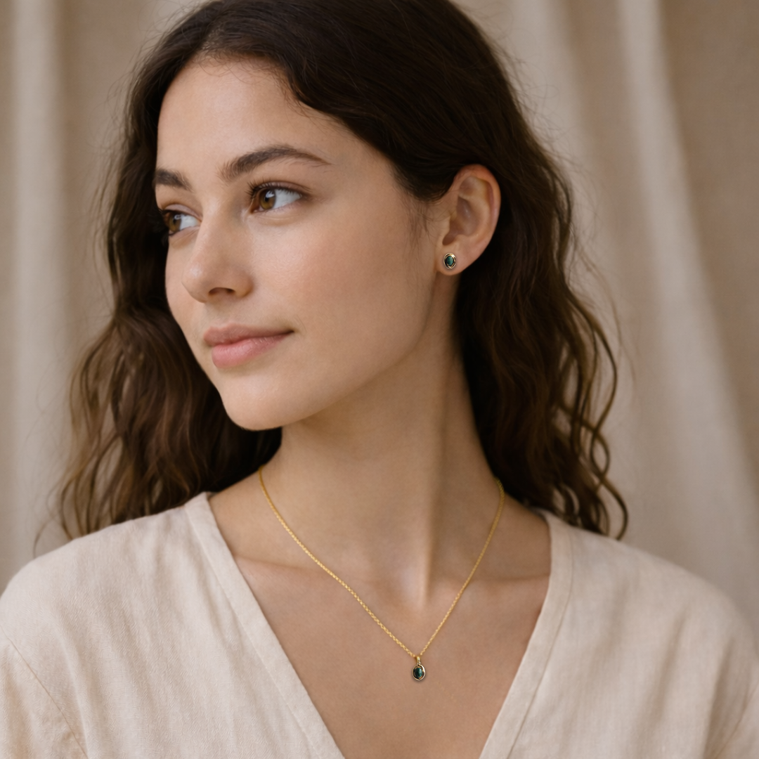 Calm Within – Dainty Amazonite Necklace & Earrings Set