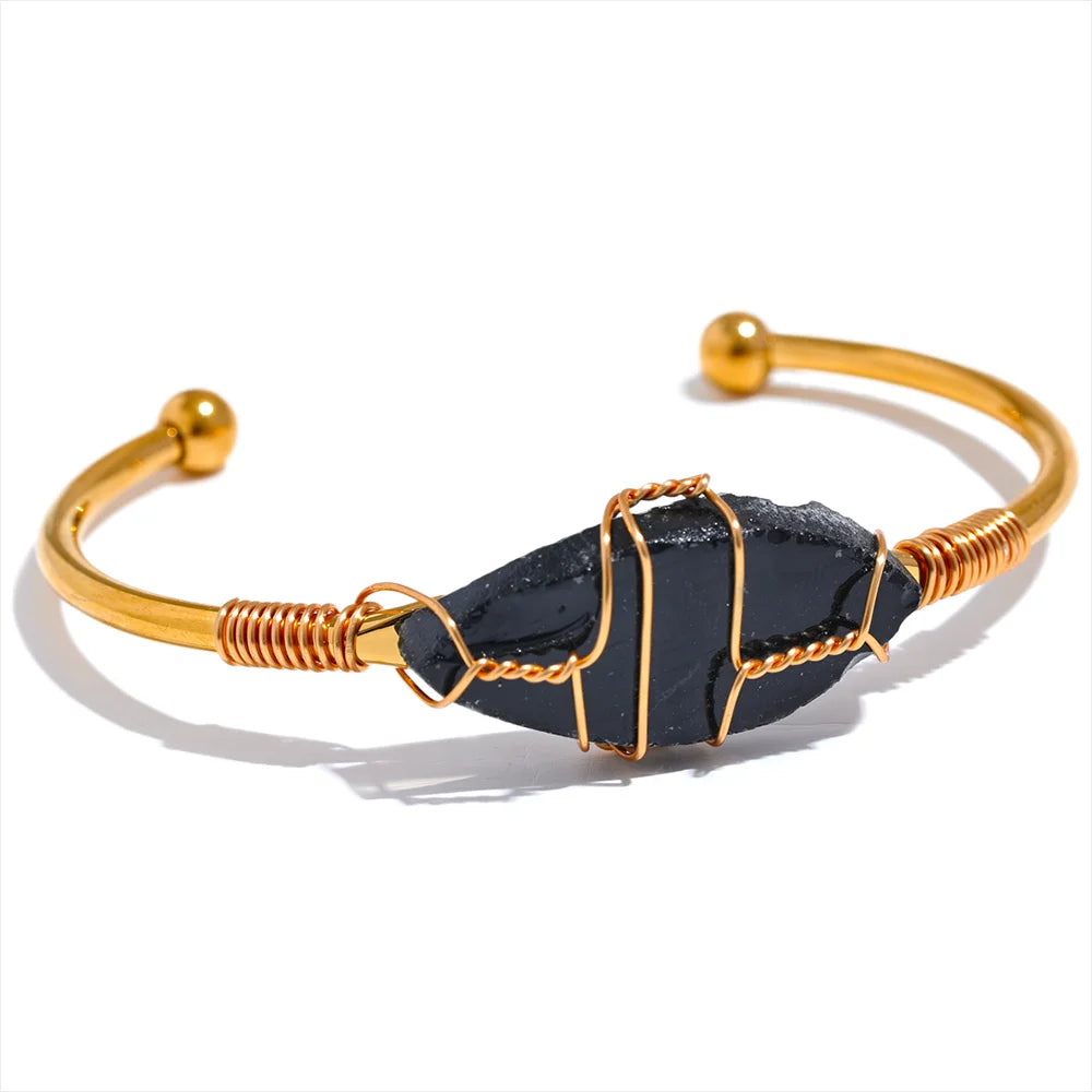 Earth's Essence: Raw Obsidian Cuff Bracelet