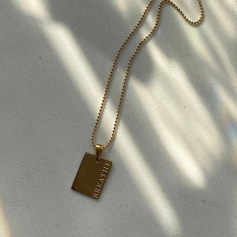 Affirmations - Engraved Gold Motivational Tag Necklace