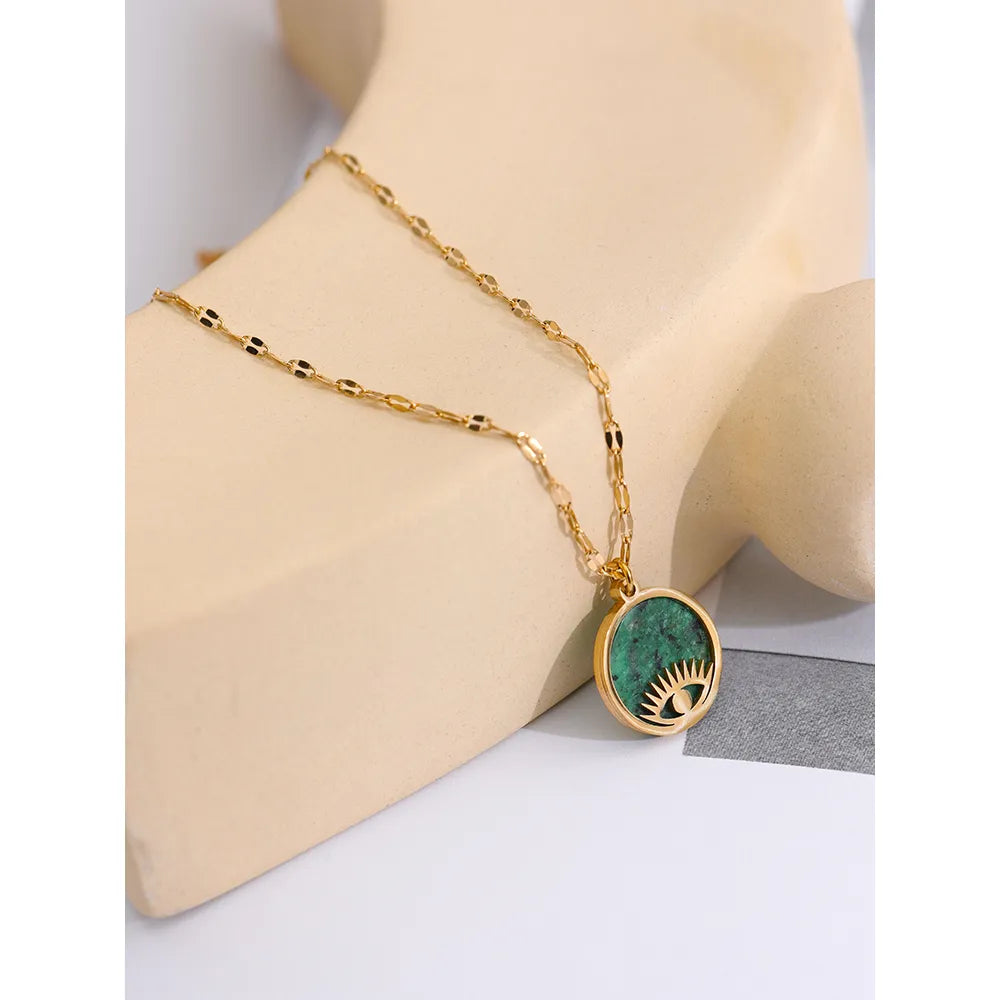 Deep Green - Evil Eye Jasper Necklace