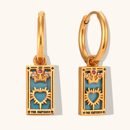 The Empress - Tarot Card Gold Hoop Earrings