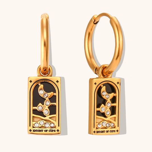 Knight of Cups - Tarot Card Gold Hoop Earrings