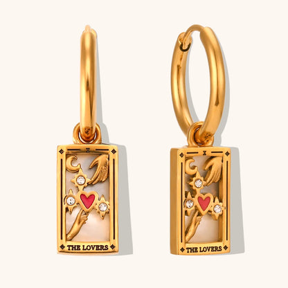 The Lovers - Tarot Card Gold Hoop Earrings