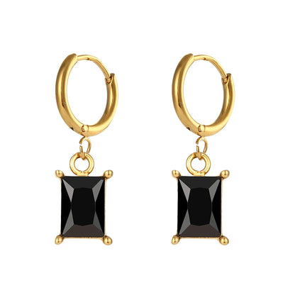 Nova Glow - Hoop Gold Earrings with Rectangular Crystals