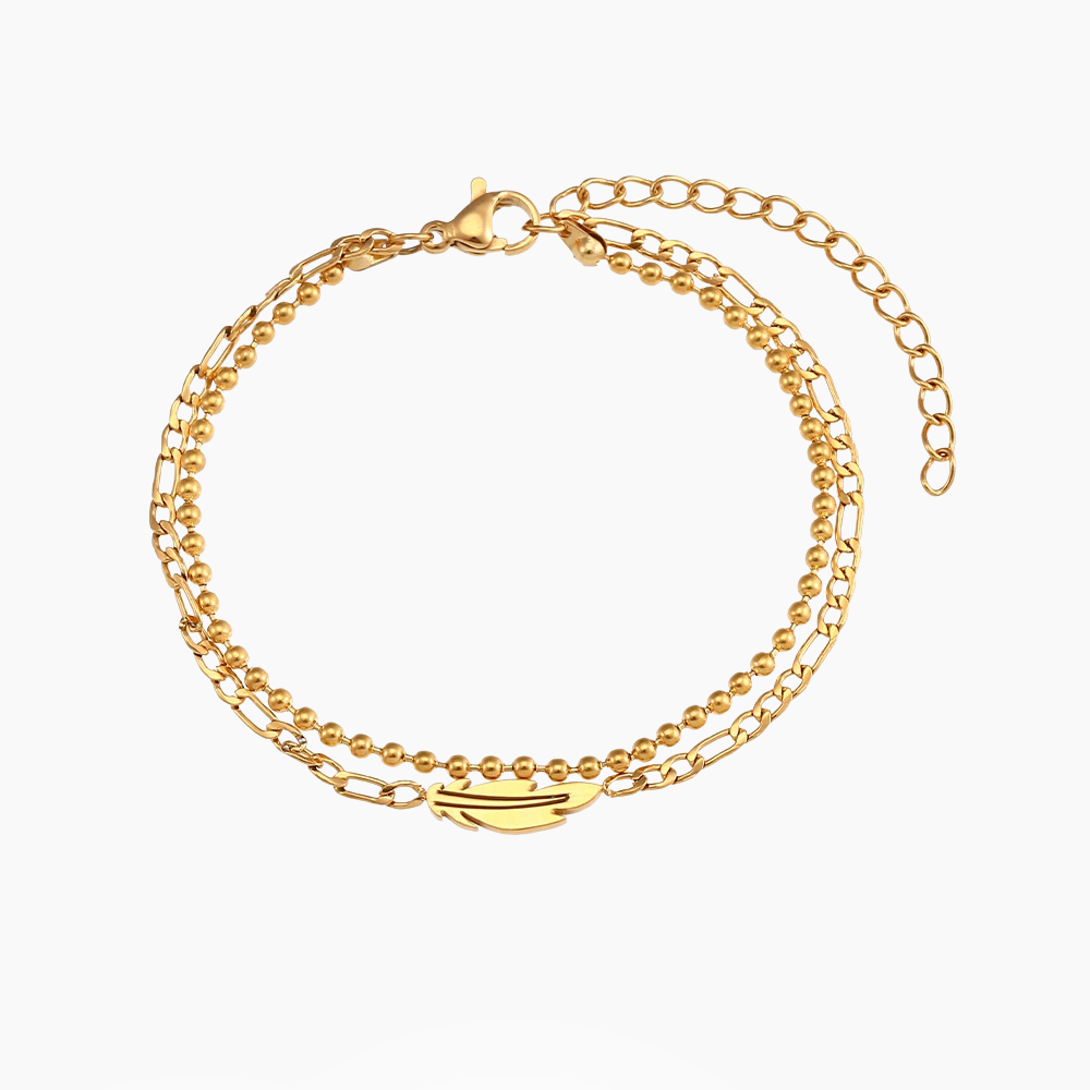 Feather - Double Layer Gold Bracelet