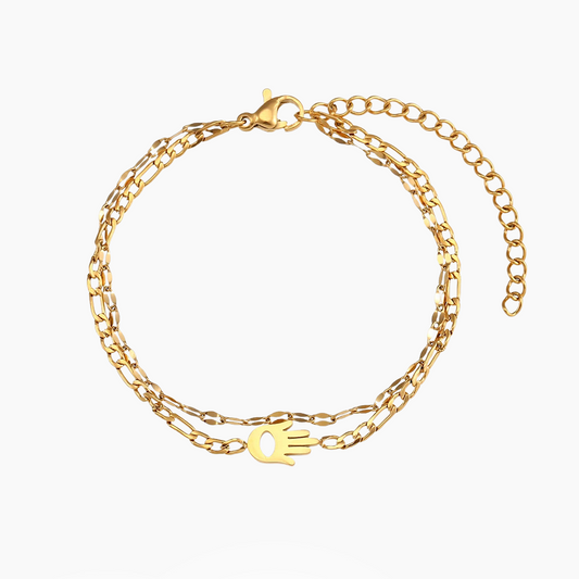 Hamsa - Double Layer Gold Bracelet