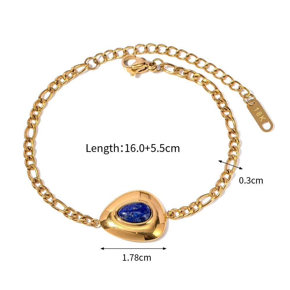 Wisdom and Focus - Gold Figaro Bracelet with Lapis Lazuli