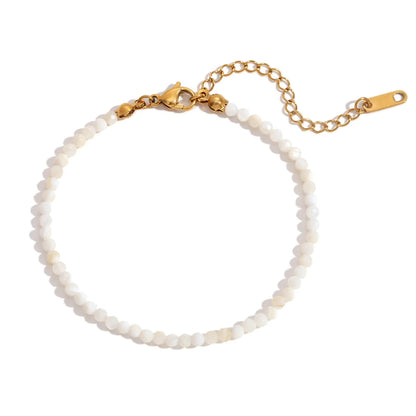 Decision - Dainty Faceted White Jade Bracelet