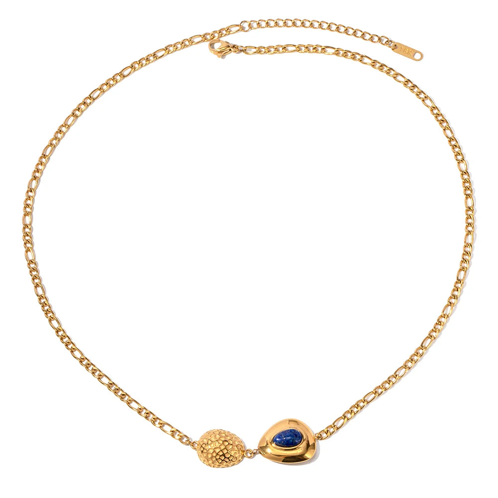 Wisdom and Focus - Gold Figaro Necklace with Lapis Lazuli