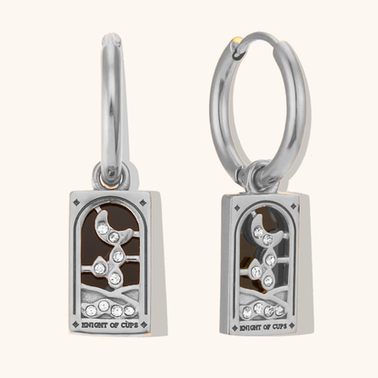 Knight of Cups - Tarot Card Gold | Silver Hoop Earrings