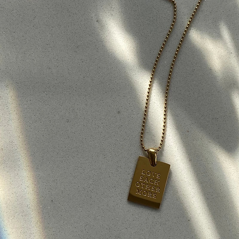 Affirmations - Engraved Gold Motivational Tag Necklace