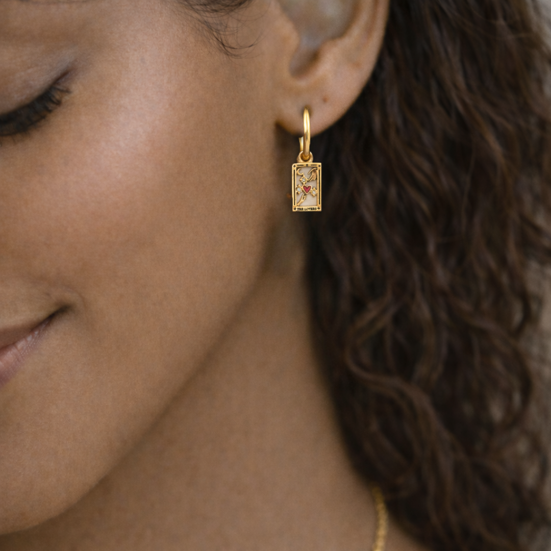 The Lovers - Tarot Card Gold | Silver Hoop Earrings