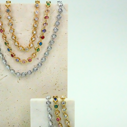 Lumière -  Colourful Round Bezel Gold Bracelet