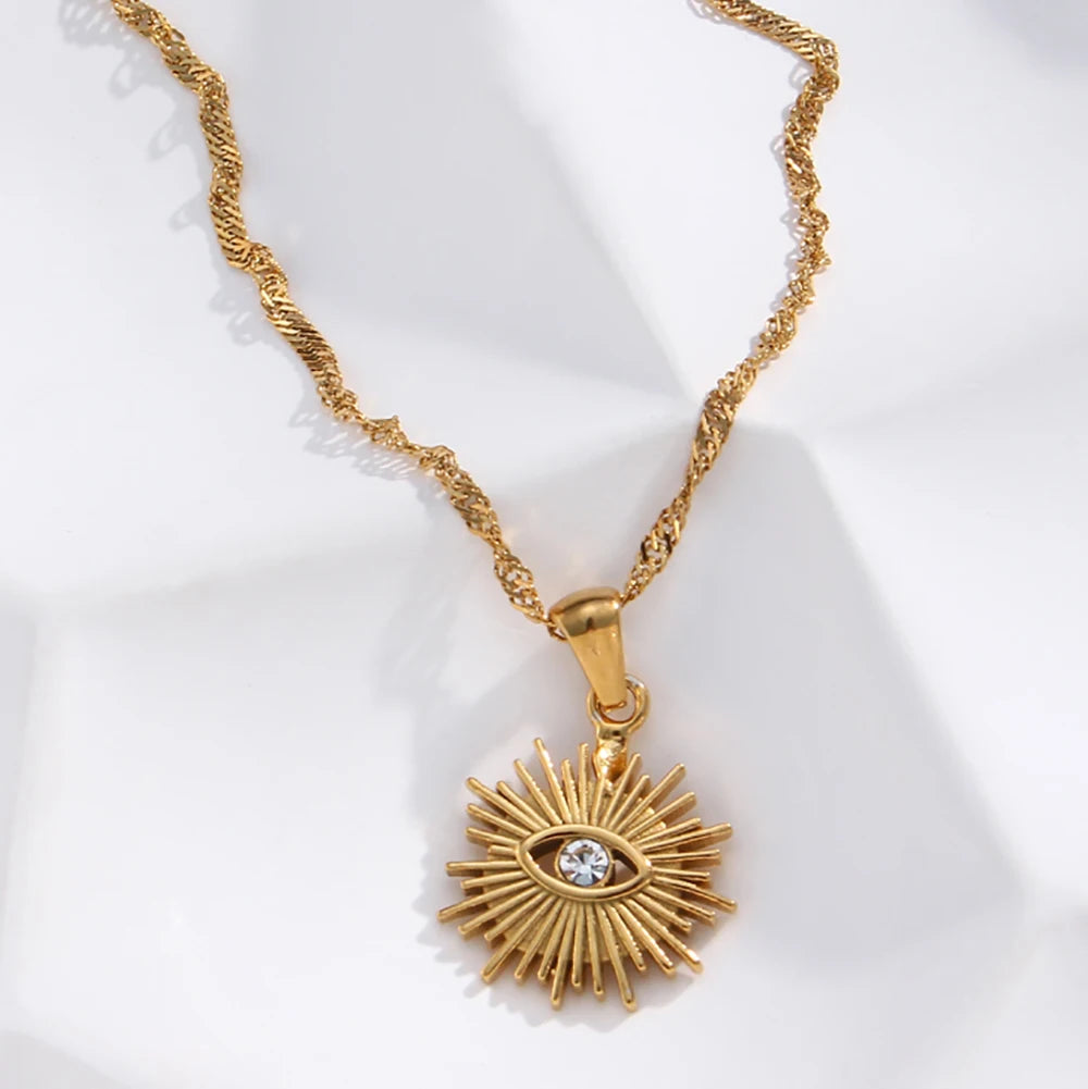 Grateful Glance - Evil Eye Dainty 18k Necklace