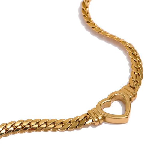 You are Loved - Cuban Chain Heart Gold Necklace