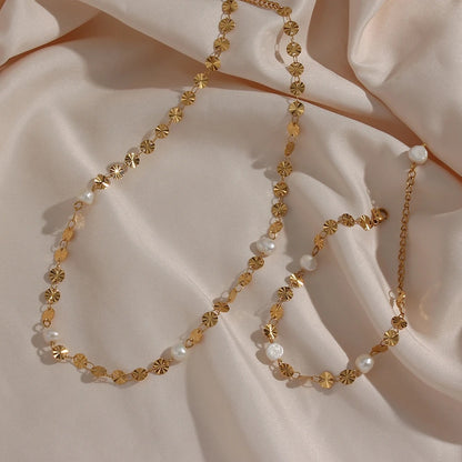 Kindness and Compassion - 18k Necklace and Bracelet Bundle with Pearls