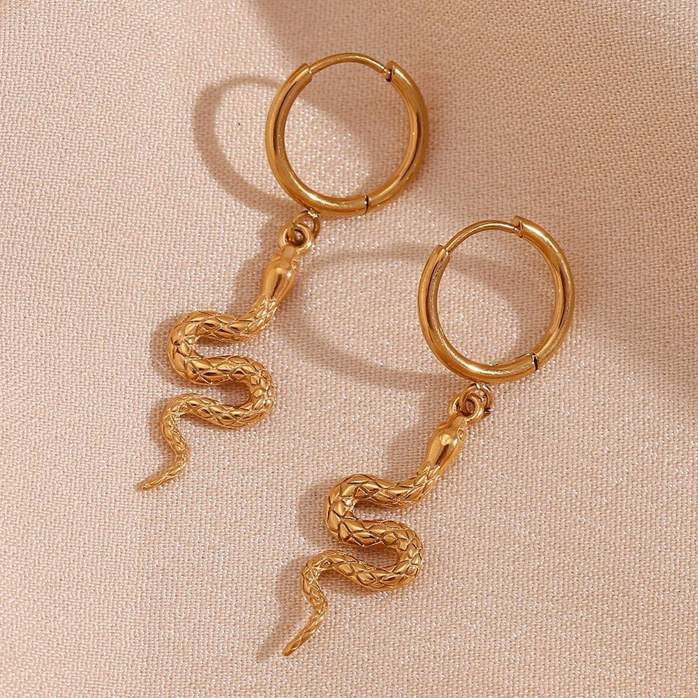 Snake 18k Gold Hoop Earrings